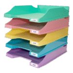 Lot de 5 paniers à courrier en polystyrène PURPLE couleurs assorties pastel