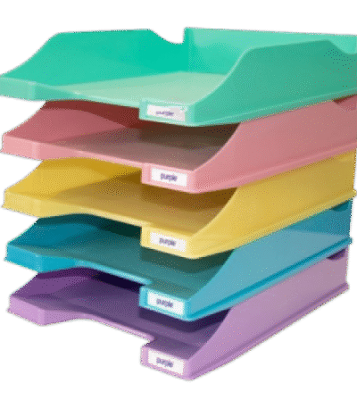 Lot de 5 paniers à courrier en polystyrène PURPLE couleurs assorties pastel