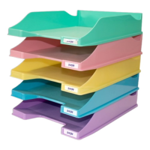 Lot de 5 paniers à courrier en polystyrène PURPLE couleurs assorties pastel