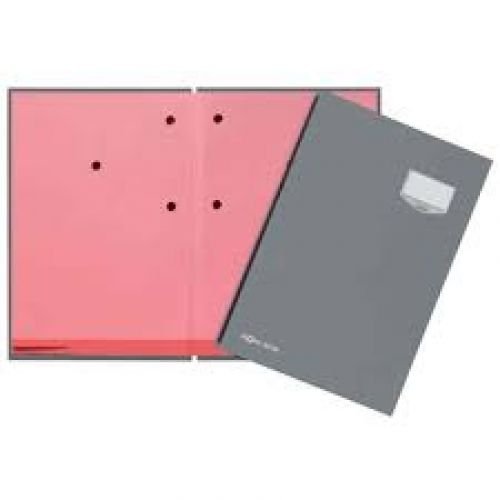 Parapheur luxe de 18 volets 35x24 Gris avec porte étiquette