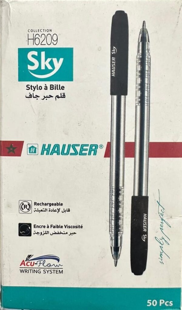 BOITE 50 DE STYLO HAUSER 1MM SKY H6209 NOIR