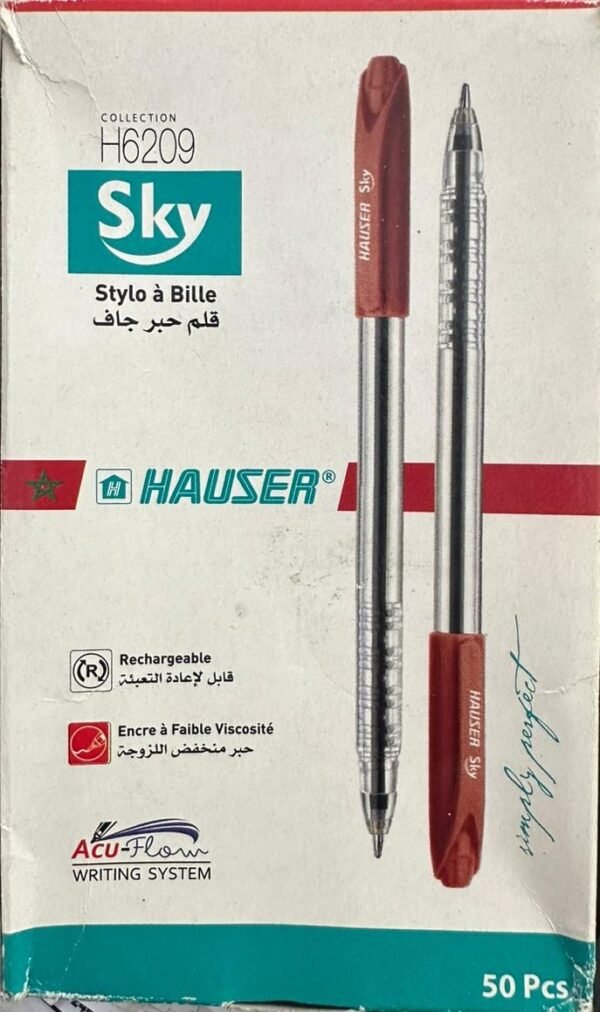 BOITE 50 DE STYLO HAUSER 1MM SKY H6209 ROUGE