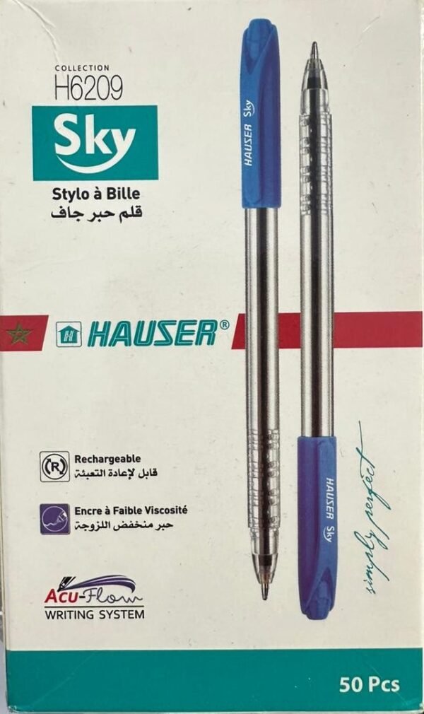 BOITE 50 DE STYLO HAUSER 1MM SKY H6209 BLUE