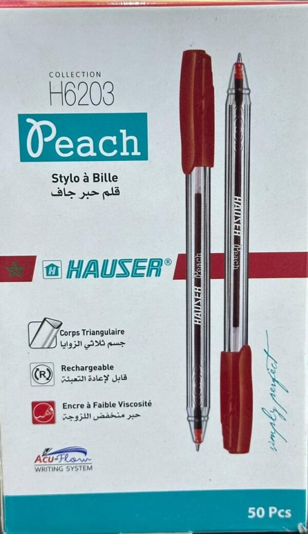 BOITE 50 DE STYLO HAUSER 1MM PEACH H6203 ROUGE