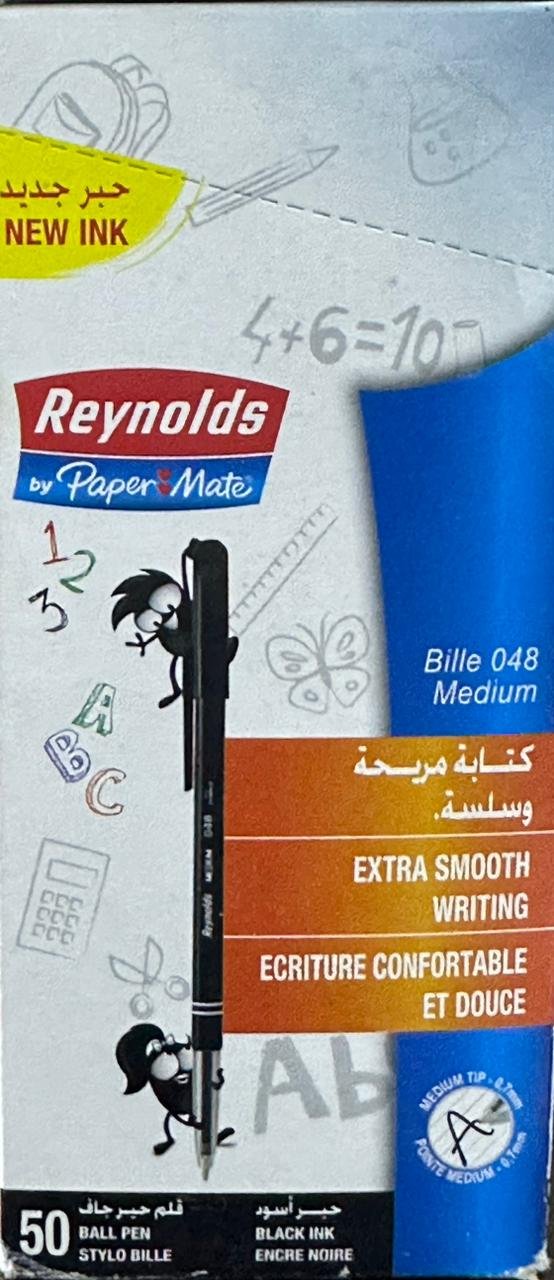 BOITE 50 DE STYLO REYNOLDS PAPER MATE 0.7 60483 NOIR