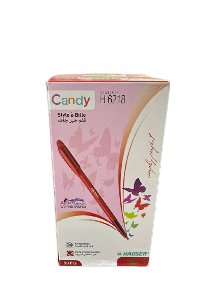 BOITE 50 DE STYLO HAUSER 1MM CANDY H6218 ROUGE