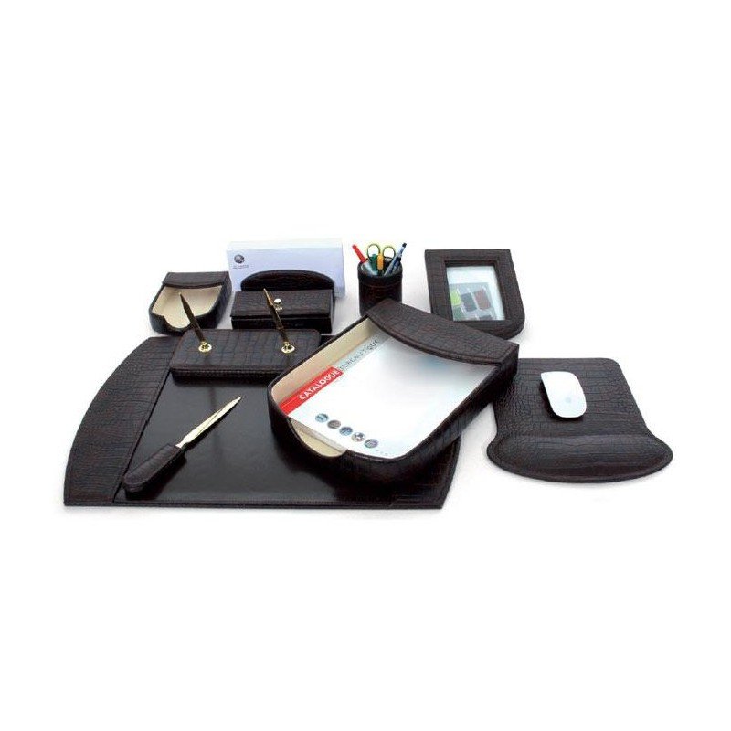 Ensemble de Bureau en simili cuir Croco 9 pièces