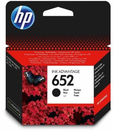 HP 652 Noir – Cartouche d’encre HP d’origine (F6V25AE)