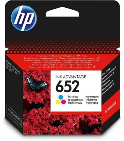 HP 652 trois couleurs – Cartouche d’encre HP d’origine (F6V24AE)