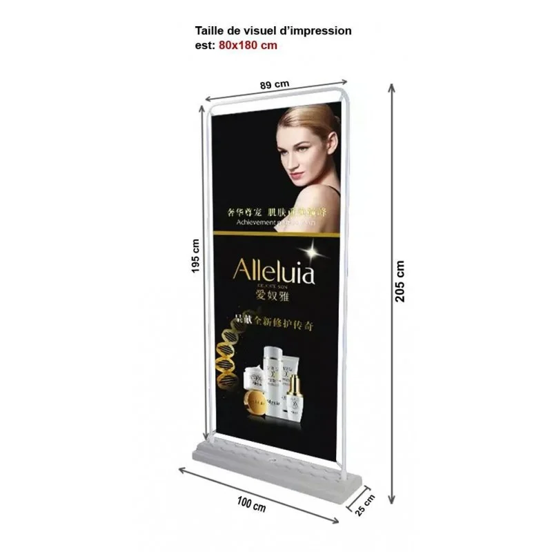 Chevalet Double Face avec support bâche résistant au vent 95x195cm
