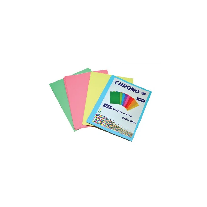Paquet de 100 Chemises CHRONO couleurs pastels180g/m² Coloris au choix